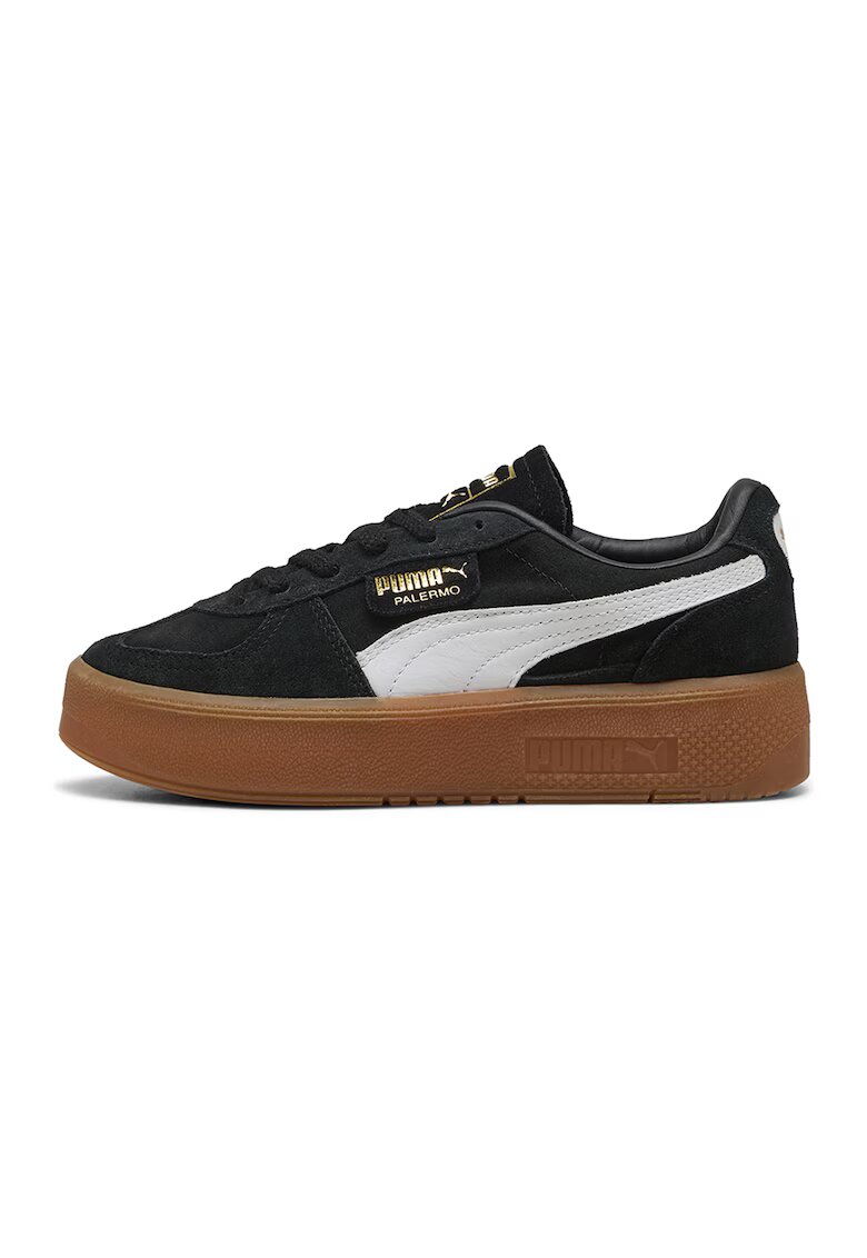Puma Pantofi sport de piele intoarsa flatform Palermo Elevata - Alb/Auriu/Negru
