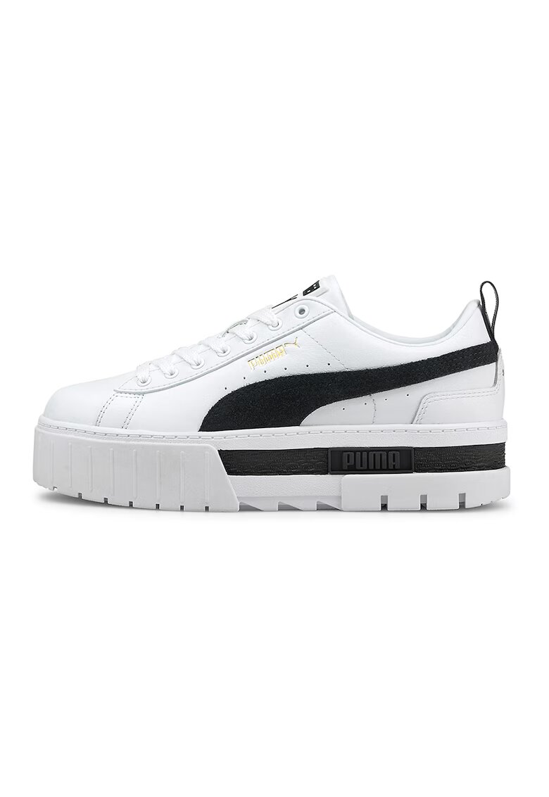 Puma Pantofi sport flatform cu insertii din piele intoarsa Mayze - Alb/Negru