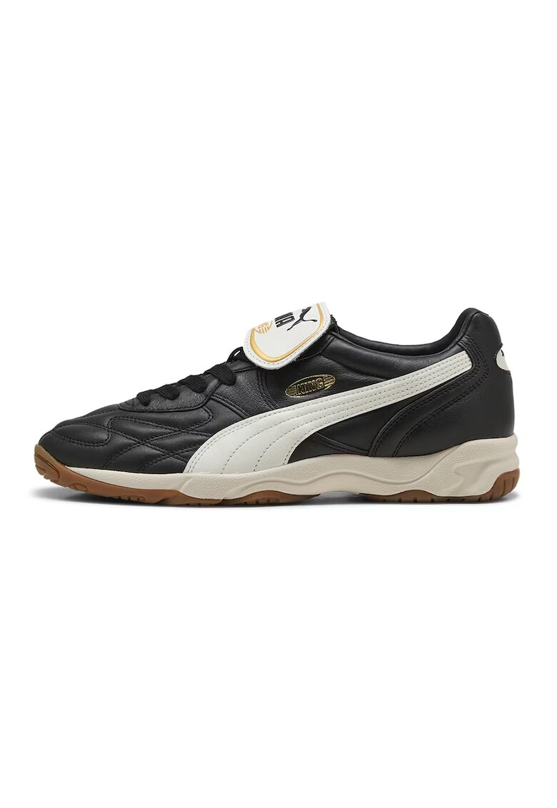 Puma Pantofi sport King de piele cu logo - Negru/Maro nisip