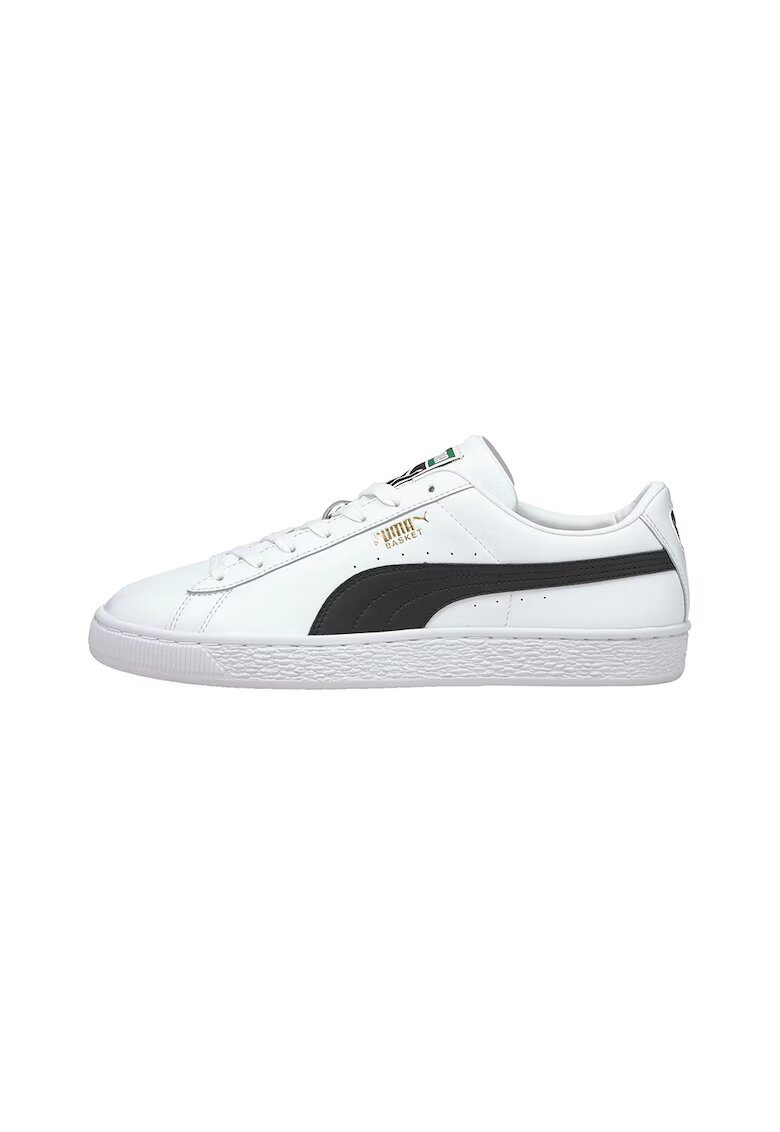 Puma Pantofi sport unisex de piele Basket Classic - Alb/Negru