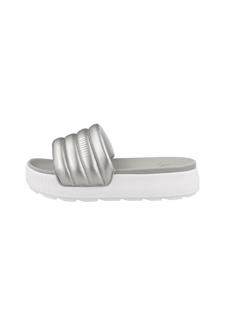 Puma Papuci flatform cu aspect pufos Karmen - Argintiu