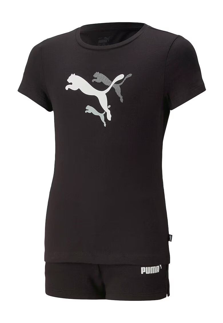 Puma Set de tricou si pantaloni scurti cu imprimeu logo - Negru