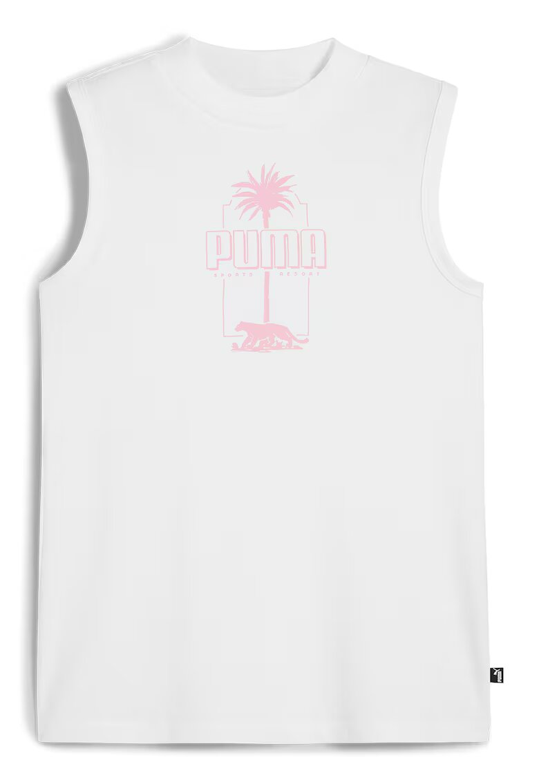 Puma Top cu decolteu la baza gatului Essentials+ Palm Resort - Alb/Roz