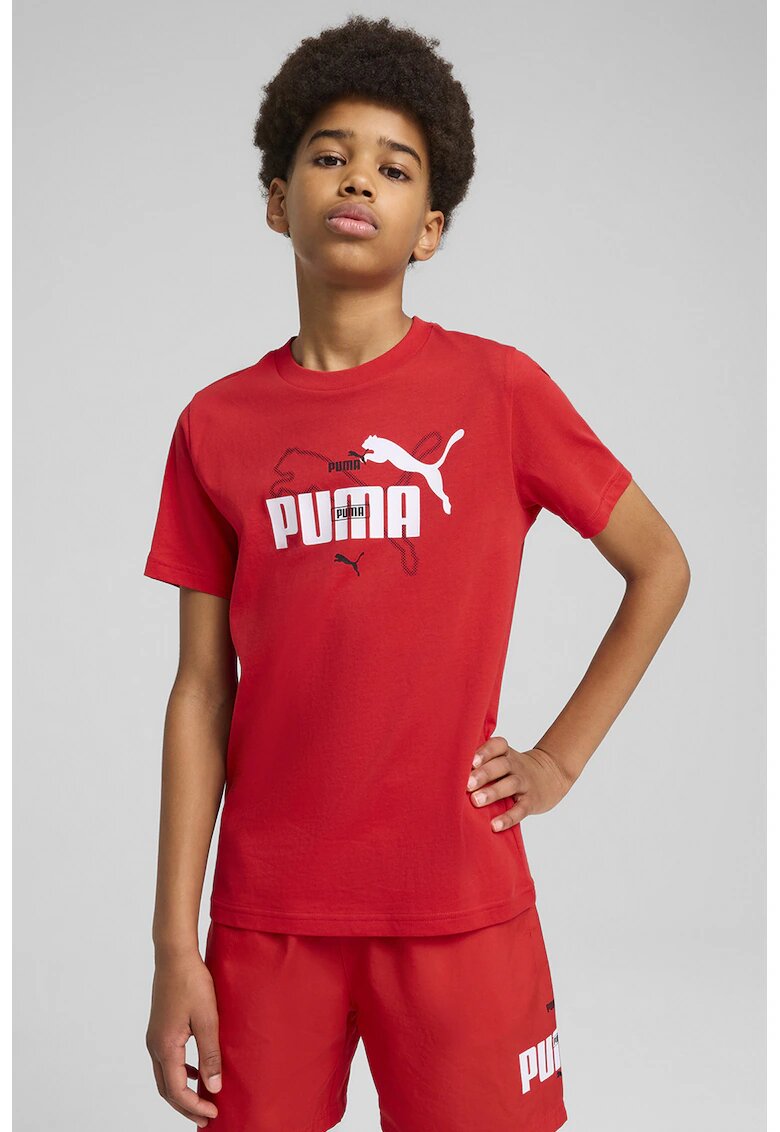 Puma Tricou cambrat cu logo - Rosu/Alb