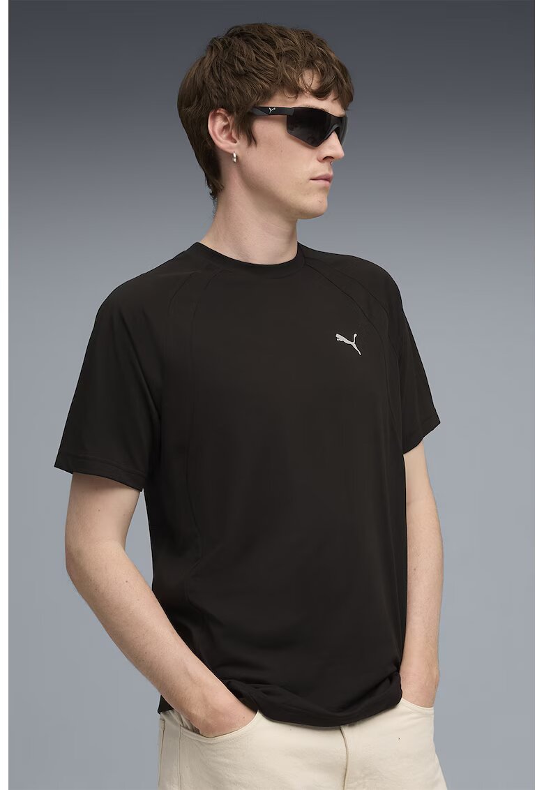 Puma Tricou cu decolteu la baza gatului si logo Evostripe - Negru