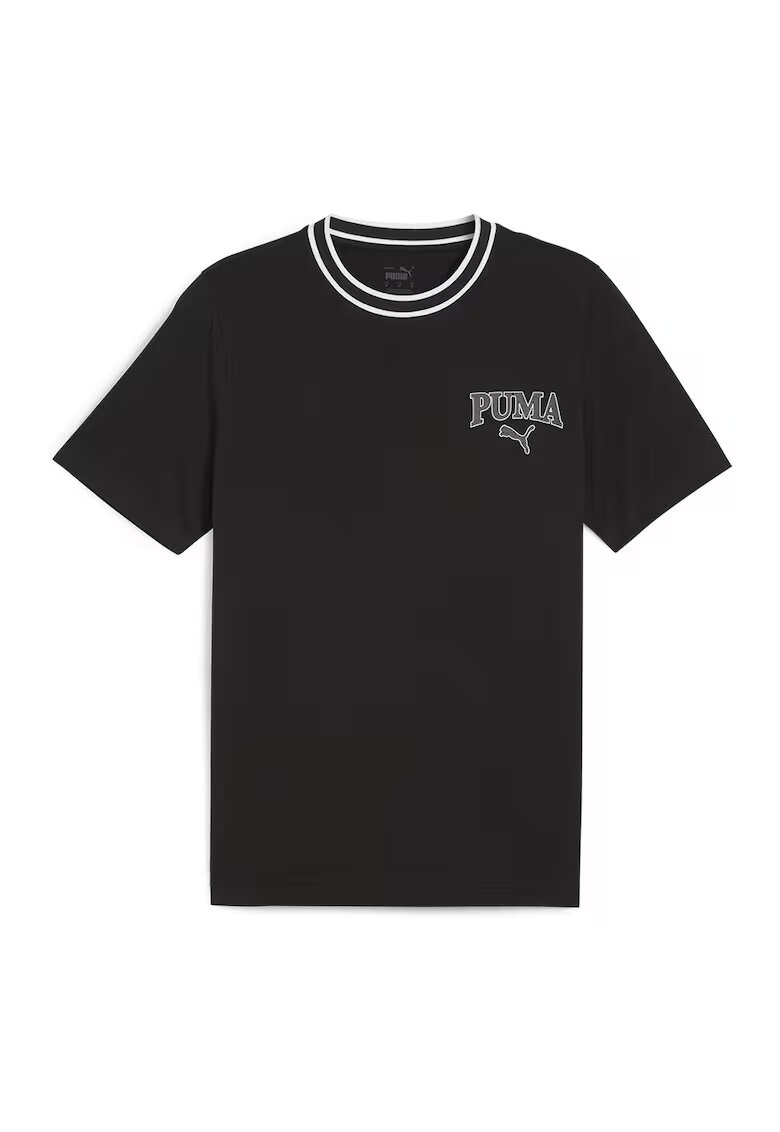 Puma Tricou cu decolteu la baza gatului si logo pe piept - Negru