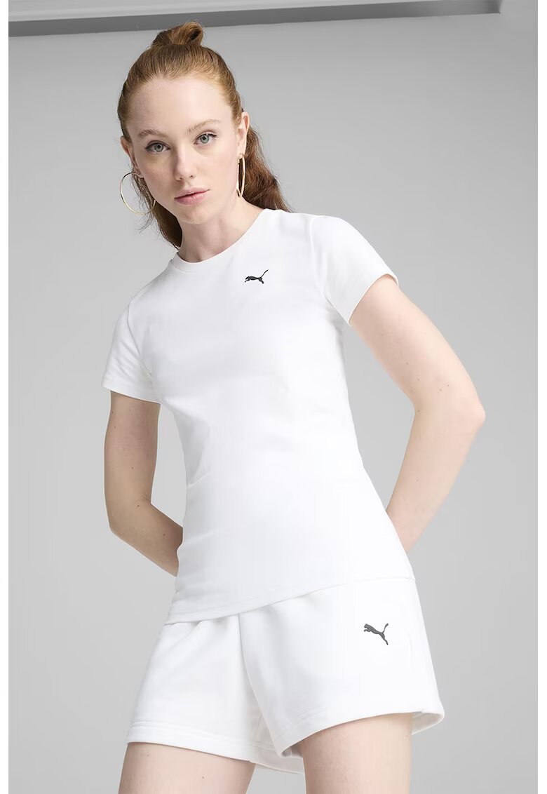Puma Tricou cu decolteu la baza gatului si monograma - Alb
