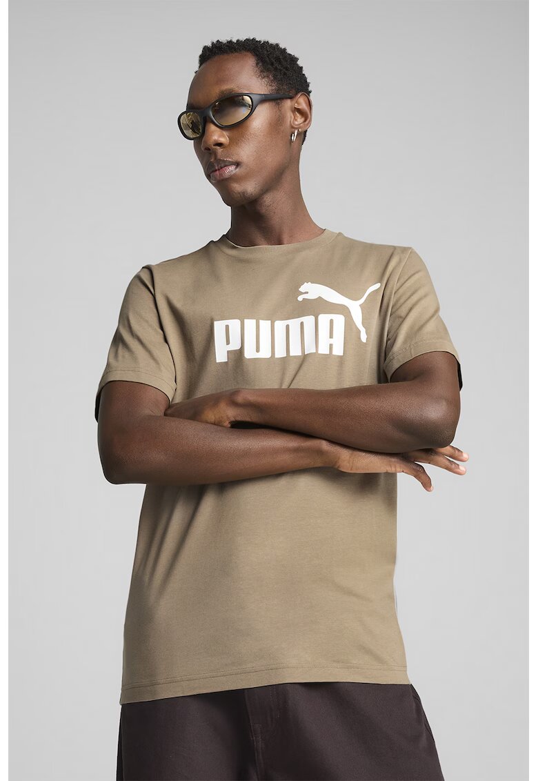 Puma Tricou cu imprimeu logo ESS No. 1 - Maro deschis