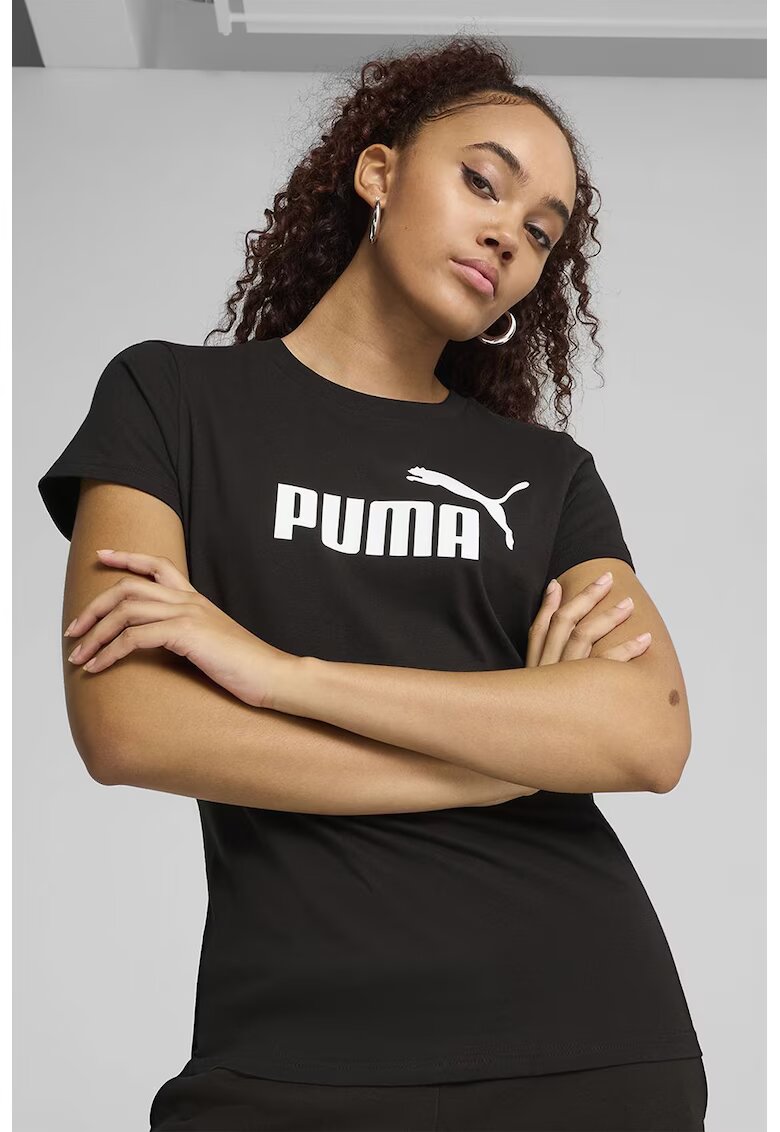Puma Tricou cu imprimeu logo - Negru/Alb optic