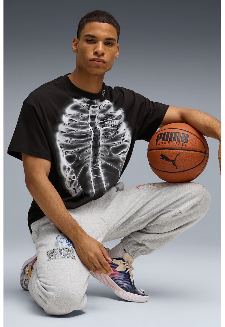 Puma Tricou cu imprimeu pentru baschet Hooptopia Hoopray Vision - Negru/Alb optic