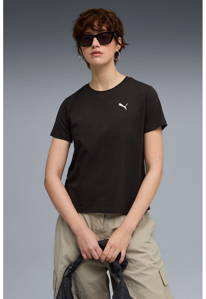 Puma Tricou cu logo si decolteu la baza gatului - Negru
