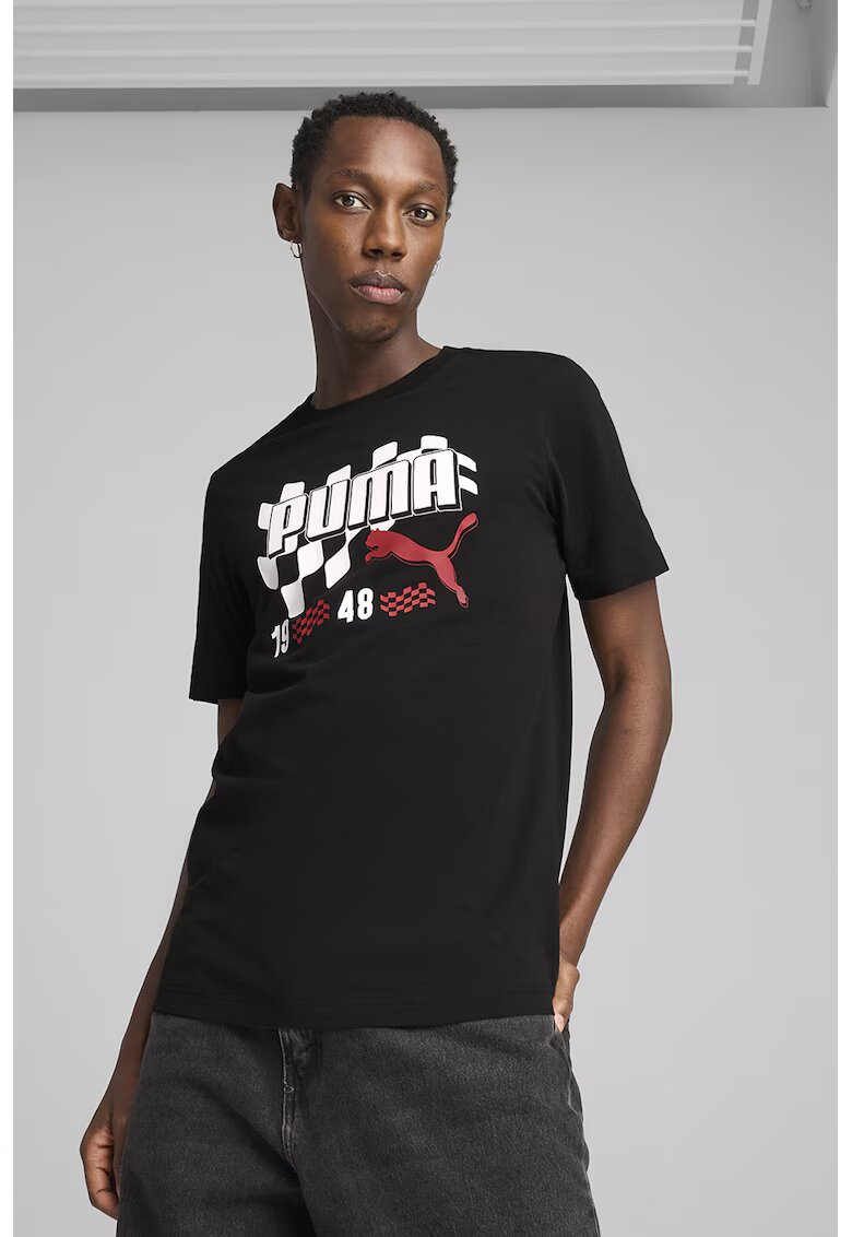 Puma Tricou de bumbac cu imprimeu - Alb/Negru stins