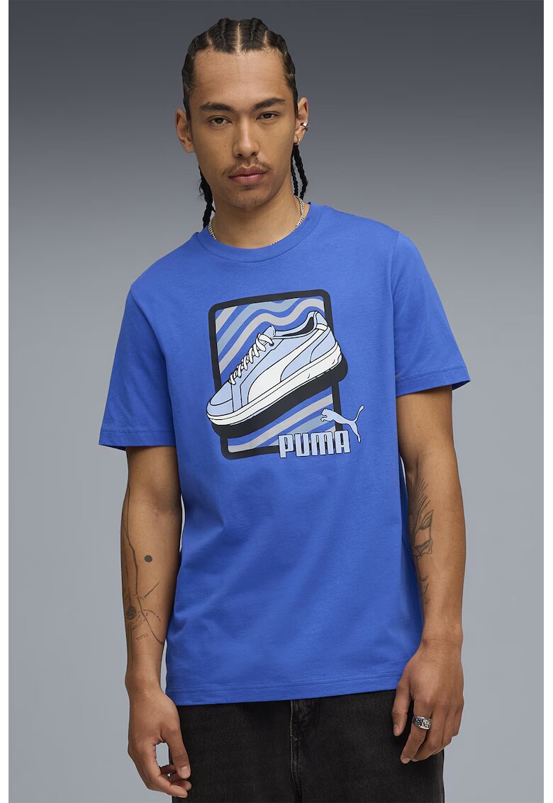 Puma Tricou de bumbac cu imprimeu grafic - Albastru pastel