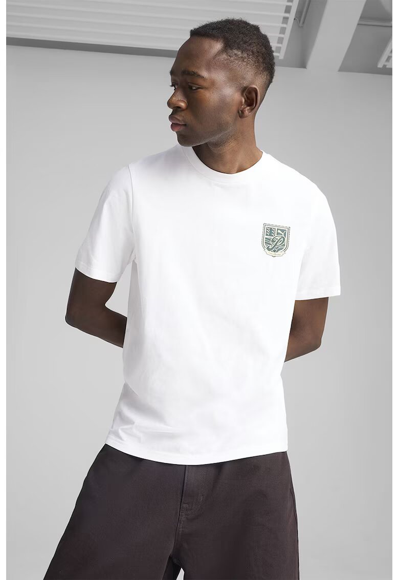Puma Tricou de bumbac cu imprimeu pe partea din spate - Alb/Verde