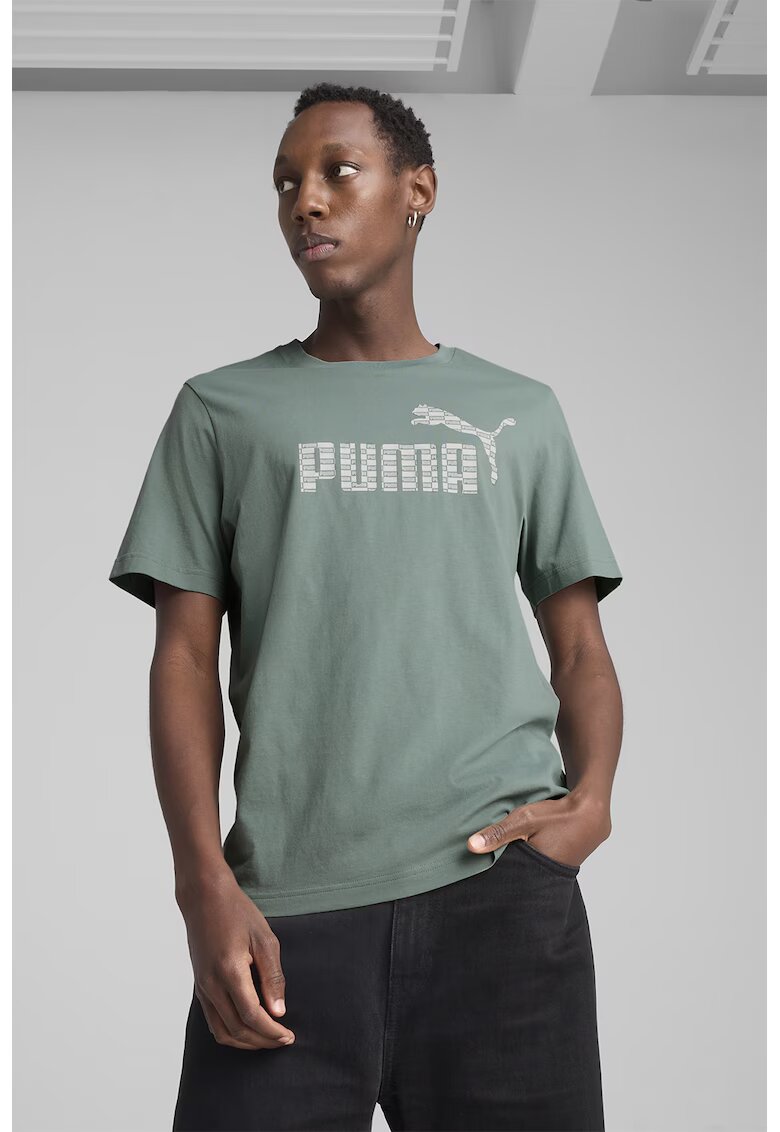 Puma Tricou din bumbac cu decolteu la baza gatului si logo