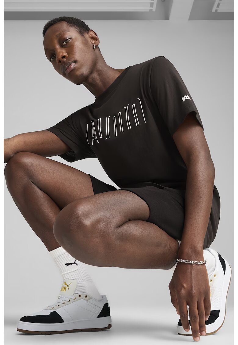 Puma Tricou din bumbac cu imprimeu logo - Negru