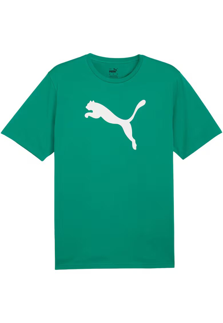 Puma Tricou sport barbatesc Team Rise - bumbac - verde - logo mare -
