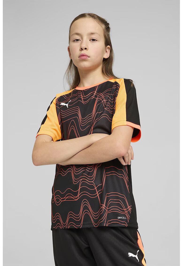 Puma Tricou unisex cu model - pentru fotbal IndividualLIGA - Negru/Portocaliu deschis