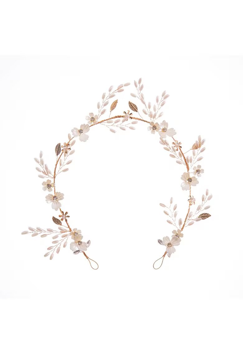 Pursehuit Accesoriu de par - auriu - cu floricele si perle - Raimond C7 -