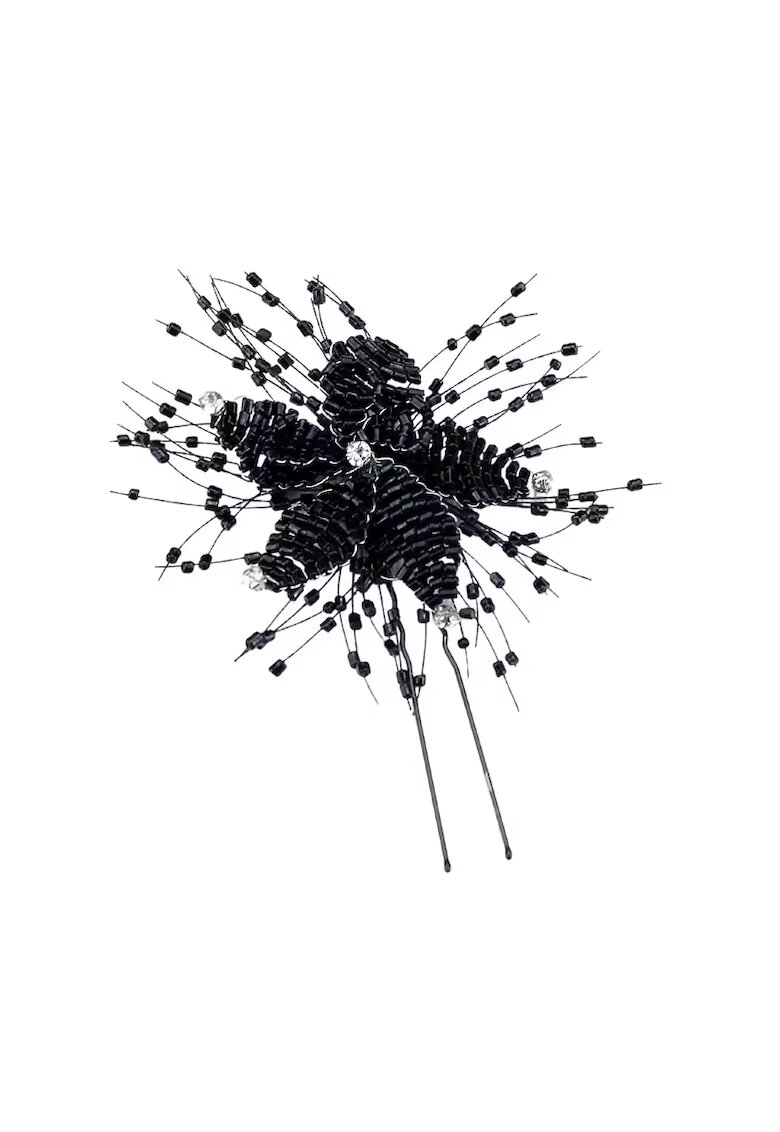 Pursehuit Accesoriu de par - negru - tip ac - cu floare si margelute - Cornelie C9 -