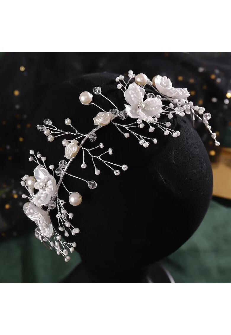 Pursehuit Accesoriu par - argintiu - modelator - cu flori si perle - Atensia C5 -