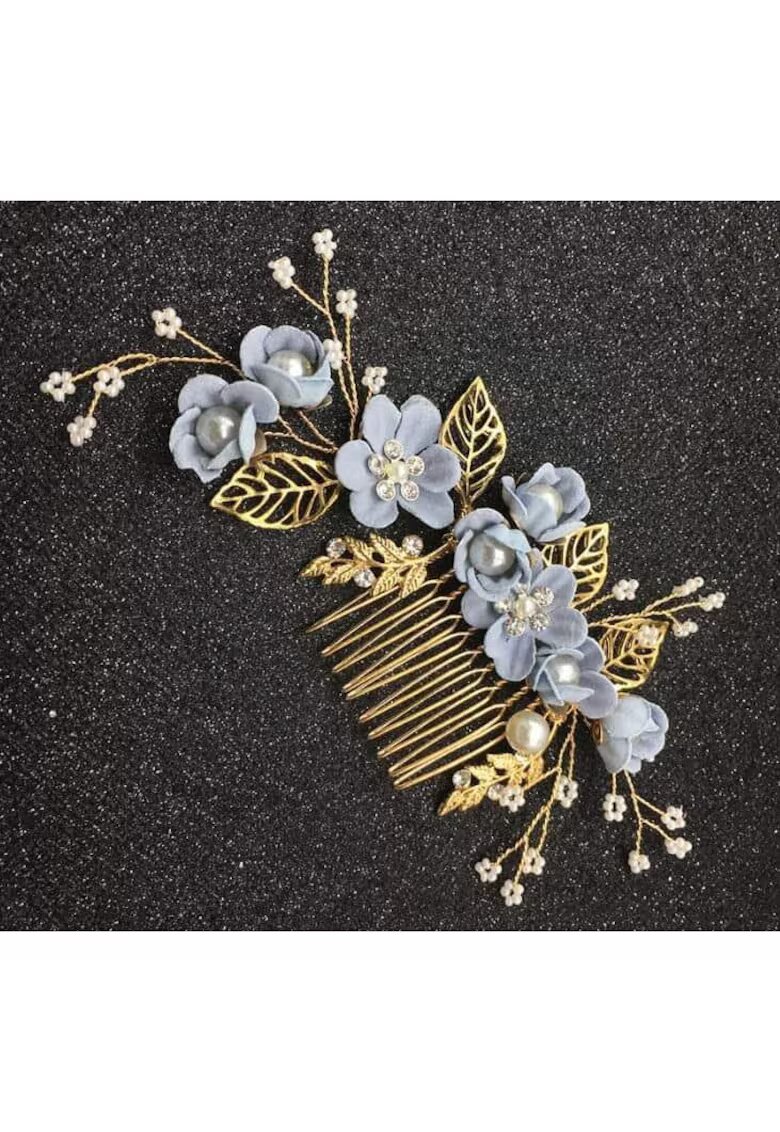 Pursehuit Accesoriu par cu flori bleu - auriu - Katerine C7 -
