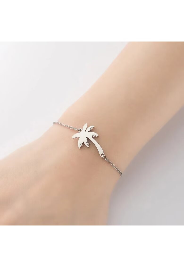 Pursehuit Bratara argintie din otel inoxidabil - cu palmier - Jasmin C5