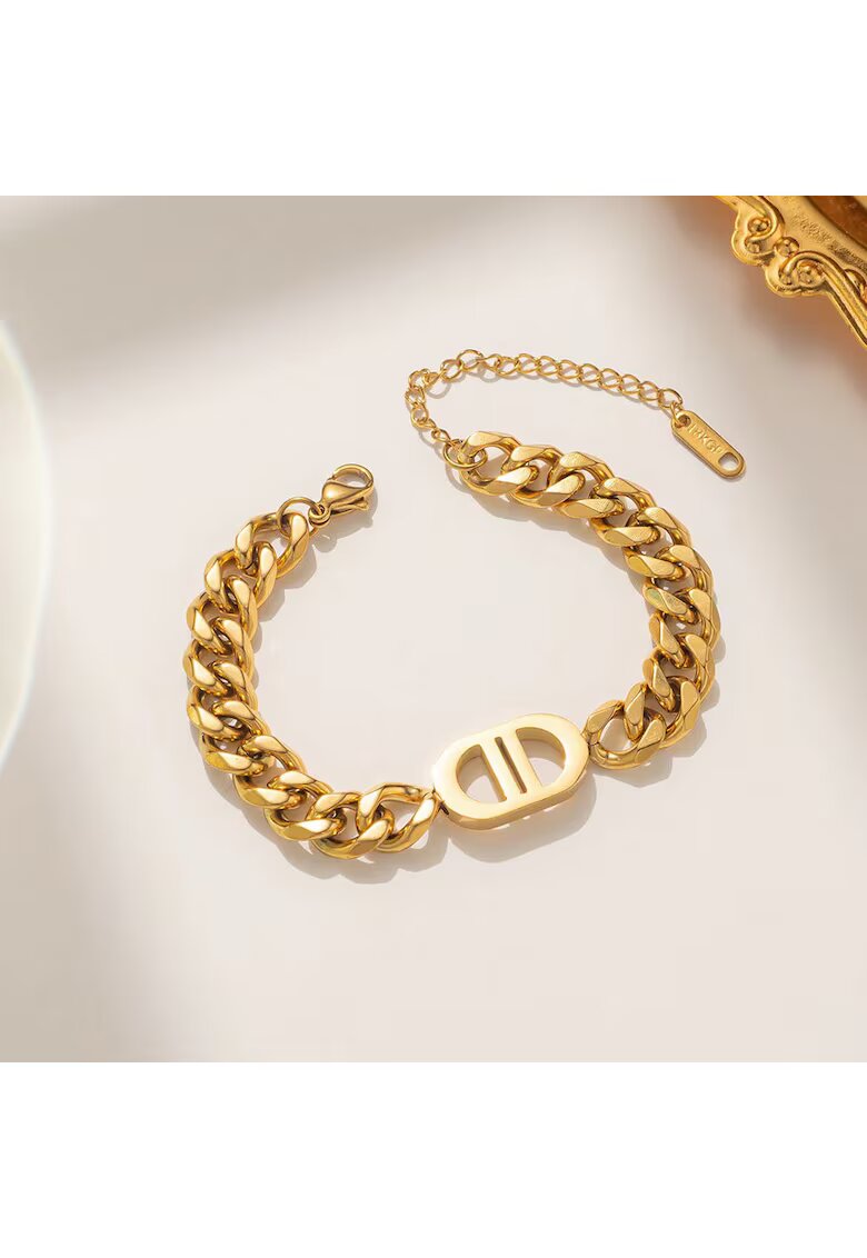 Pursehuit Bratara aurie din otel inoxidabil placat cu aur 18K PVD - cu zale masive - Janelle C7