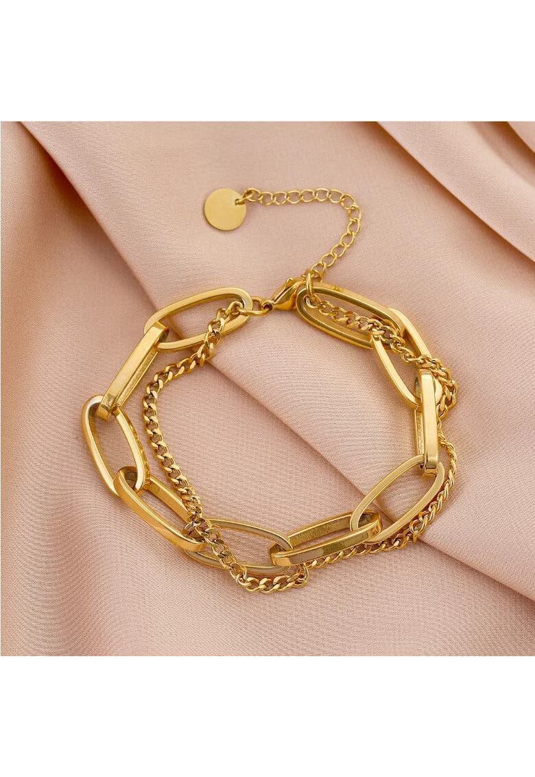 Pursehuit Bratara aurie din otel inoxidabil placat cu aur 18K PVD - in doua straturi - Benta C2
