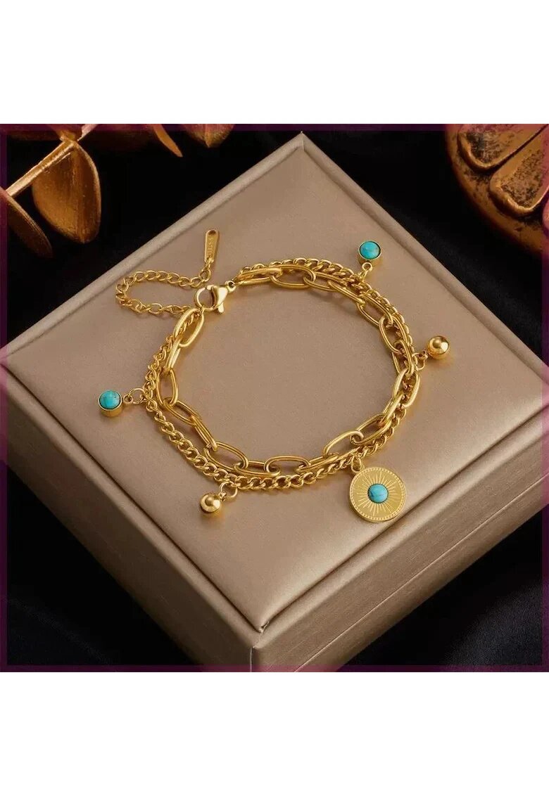 Pursehuit Bratara aurie din otel inoxidabil placat cu aur 18K PVD - in doua straturi - Delia C2
