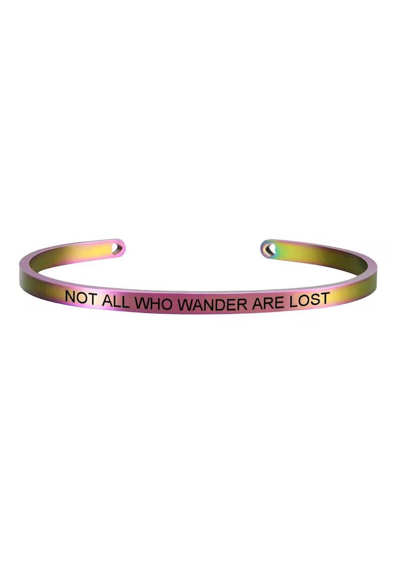 Pursehuit Bratara mov - in degrade - ajustabila - gravata Not all who wander are lost P8 -