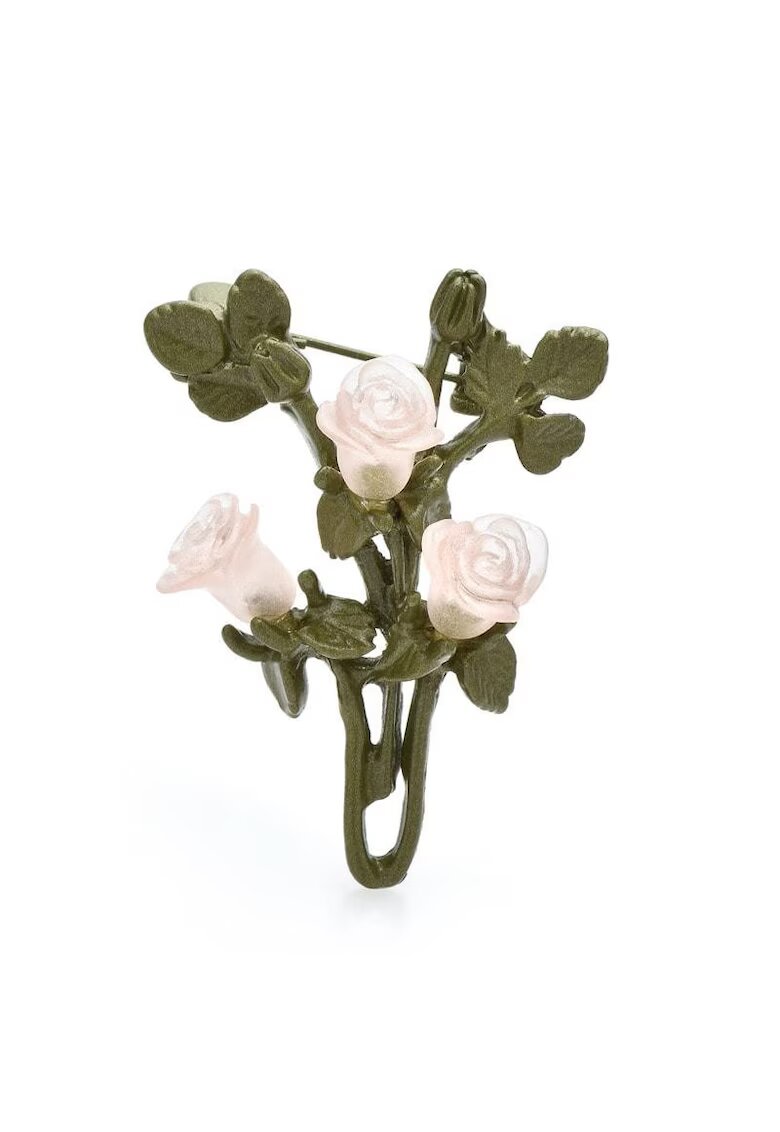 Pursehuit Brosa verde - cu trandafiri roz - Isobel C4 -