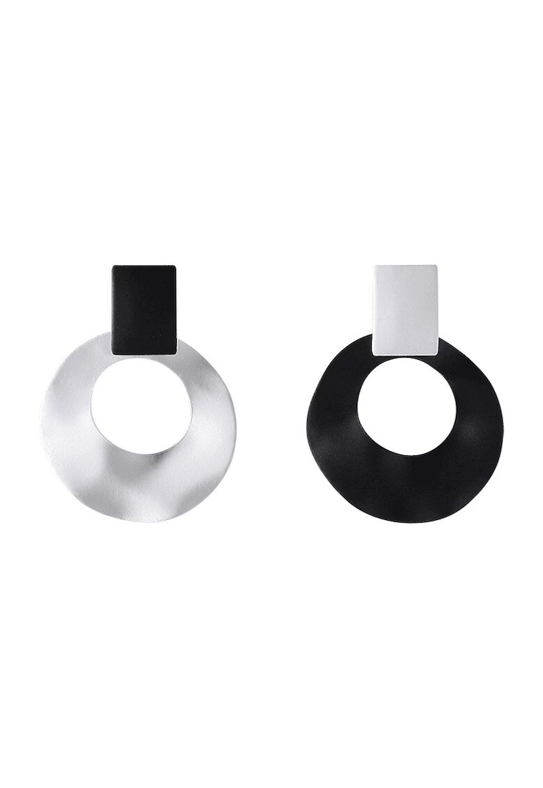 Pursehuit Cercei alb-negru - rotunzi - cu clips - Samanta C2 -