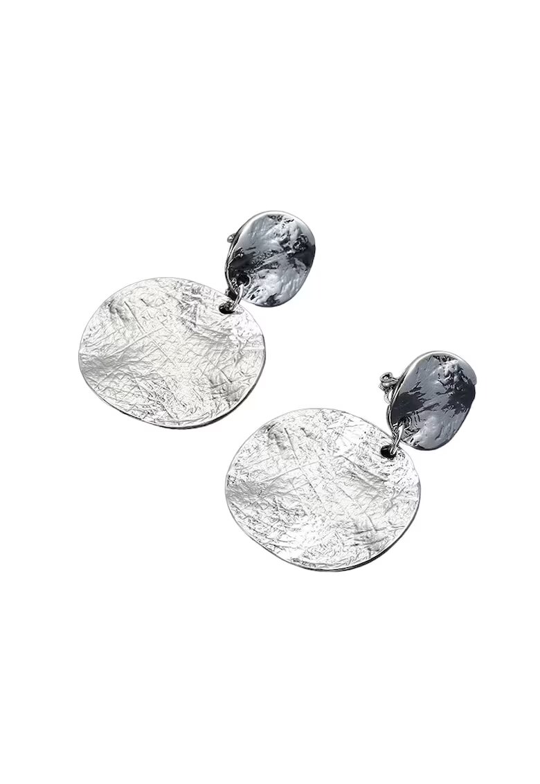 Pursehuit Cercei argintii - cu clips - textura zgariata - Edvia C2 -