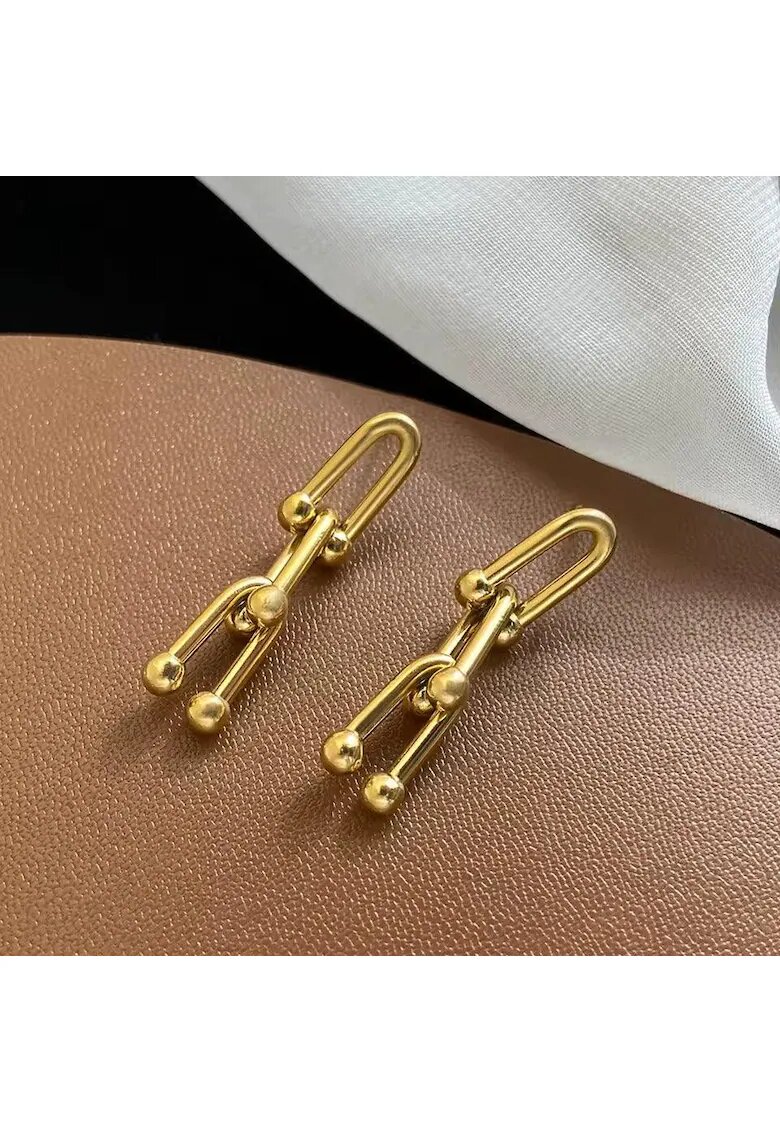 Pursehuit Cercei aurii din otel inoxidabil placat cu aur 18K PVD - cu zale imbinate - Gerline C1