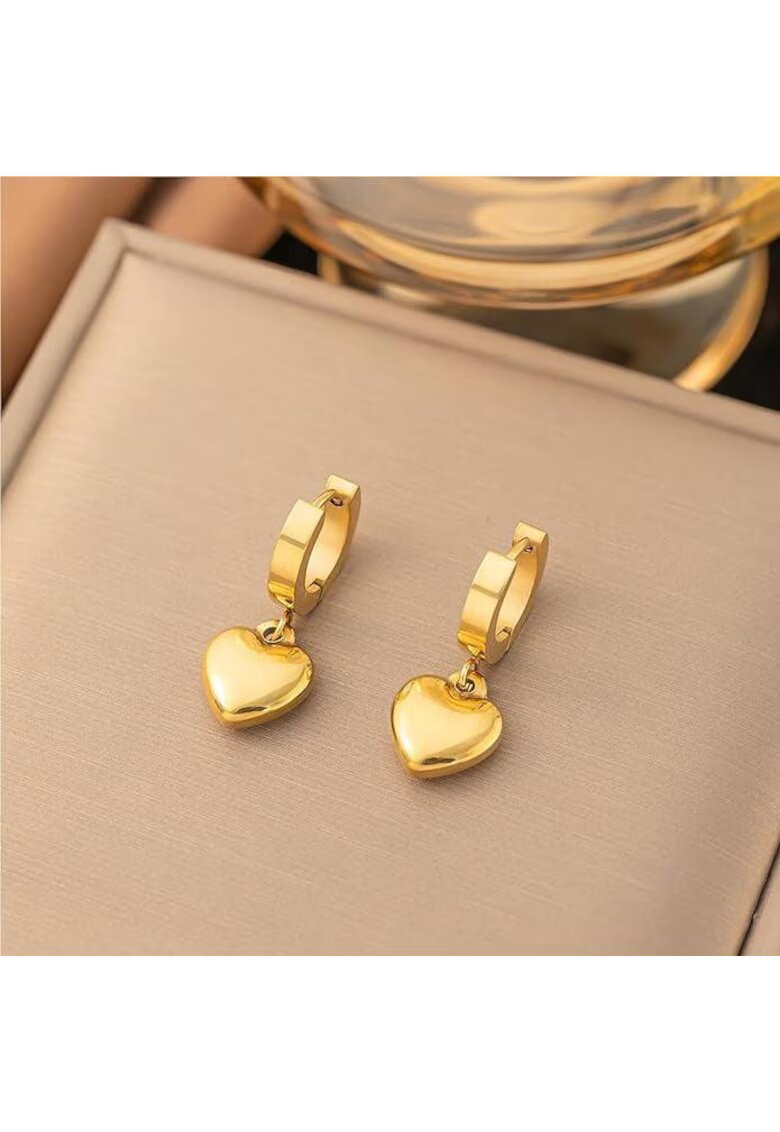 Pursehuit Cercei aurii din otel inoxidabil placat cu aur 18K PVD - forma de inimioara - Greta C1