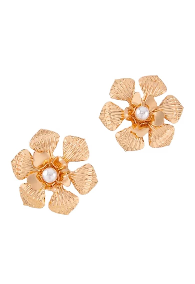 Pursehuit Cercei aurii - forma de floare - cu perle - Loves C7