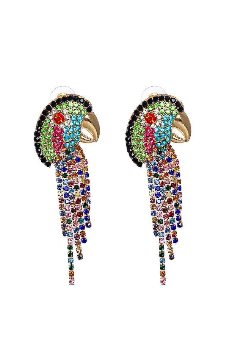 Pursehuit Cercei aurii - forma de papagal - cu pietre multicolore - Filomena C4 -