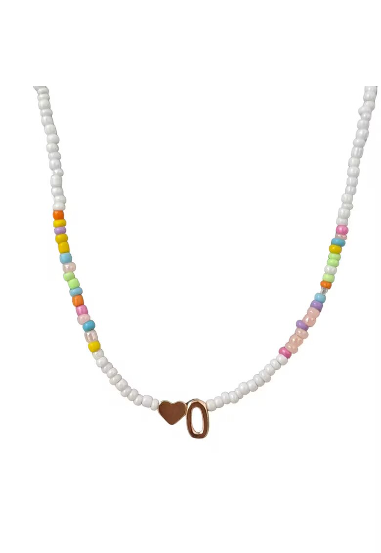 Pursehuit Colier auriu cu margelute colorate - litera O C2