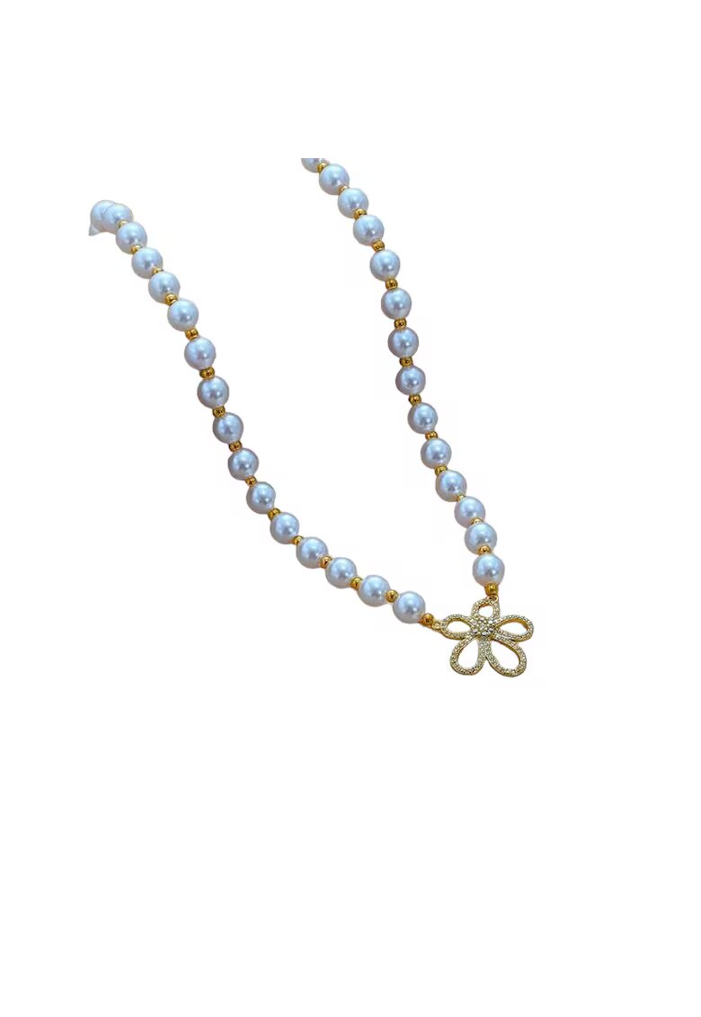 Pursehuit Colier auriu - cu perle si floare - Debby C5 -