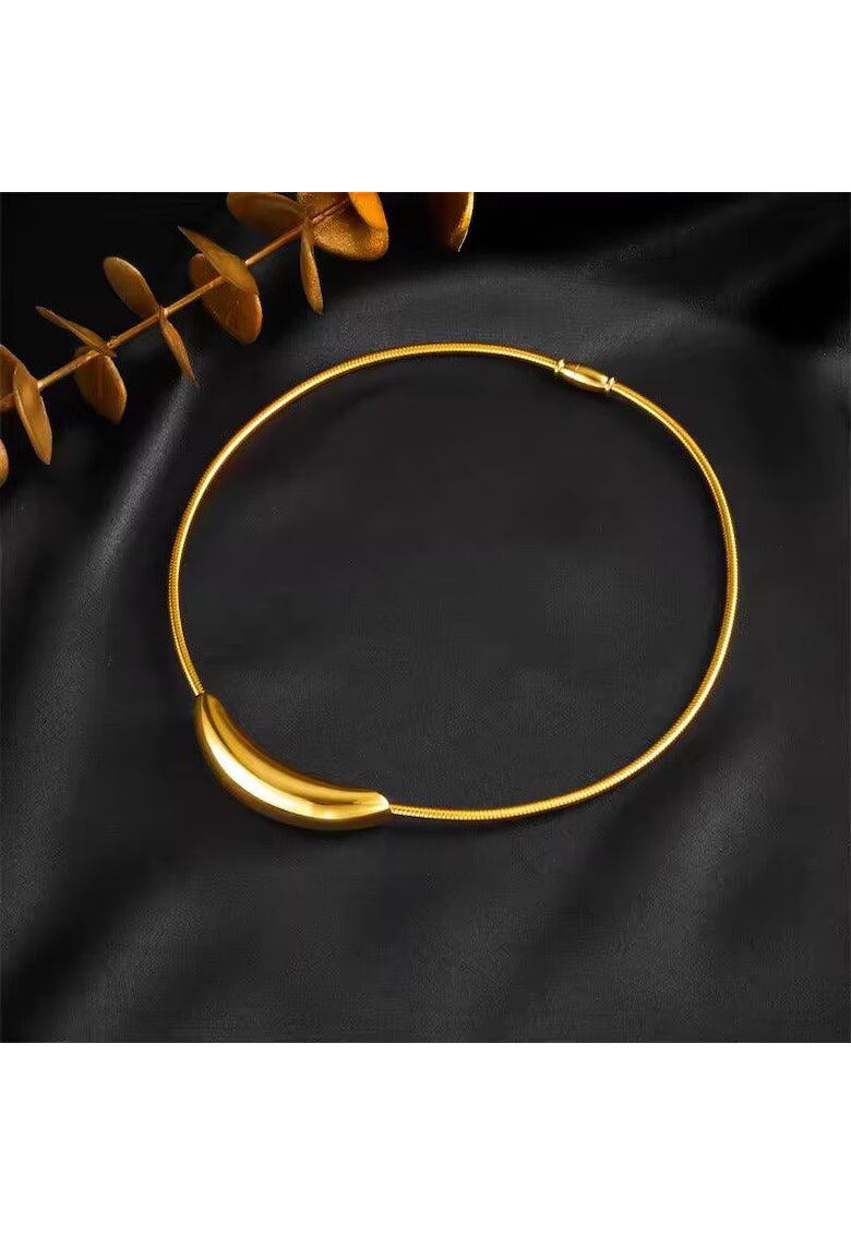 Pursehuit Colier auriu din otel inoxidabil placat cu aur 18K PVD - design minimalist - Toka C2