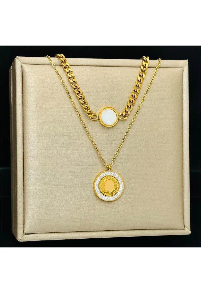 Pursehuit Colier auriu din otel inoxidabil placat cu aur 18K PVD - in doua straturi - Amira C1