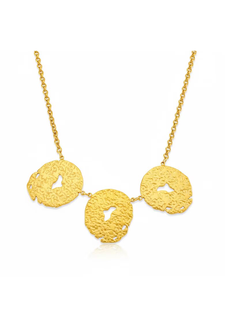 Pursehuit Colier auriu - din otel inoxidabil - suflat cu aur 18k - cu piese ovale - texturate - Roselina C5