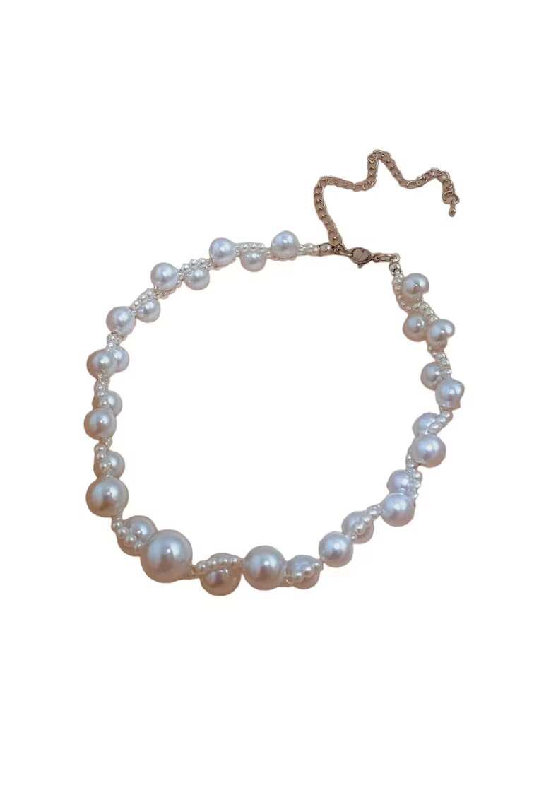 Pursehuit Colier choker argintiu - cu perle - Olla C5