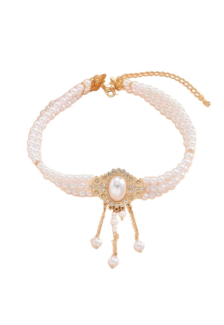 Pursehuit Colier choker - auriu - cu perle - Ose C26