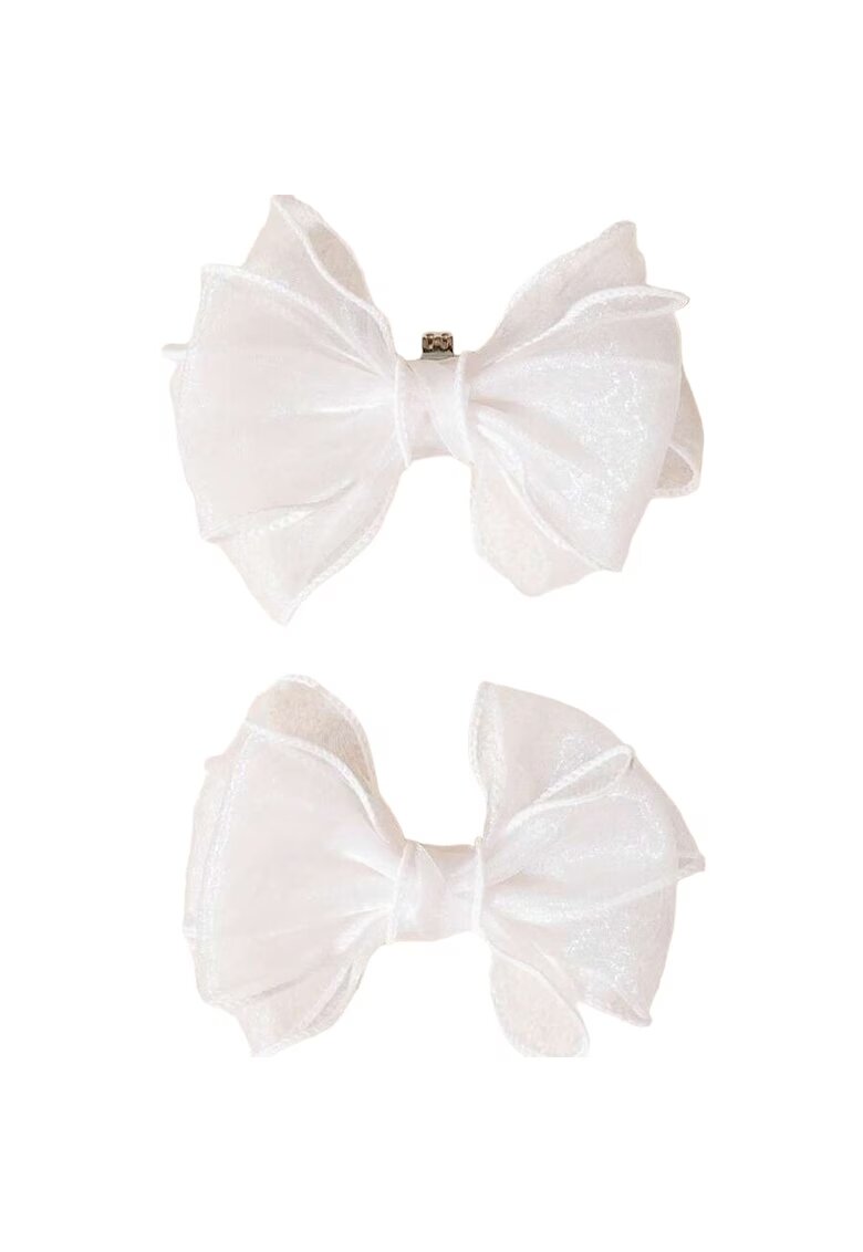Pursehuit Set 2 brose - albe - pentru pantofi - cu clips - forma de fundita - Otylya C6