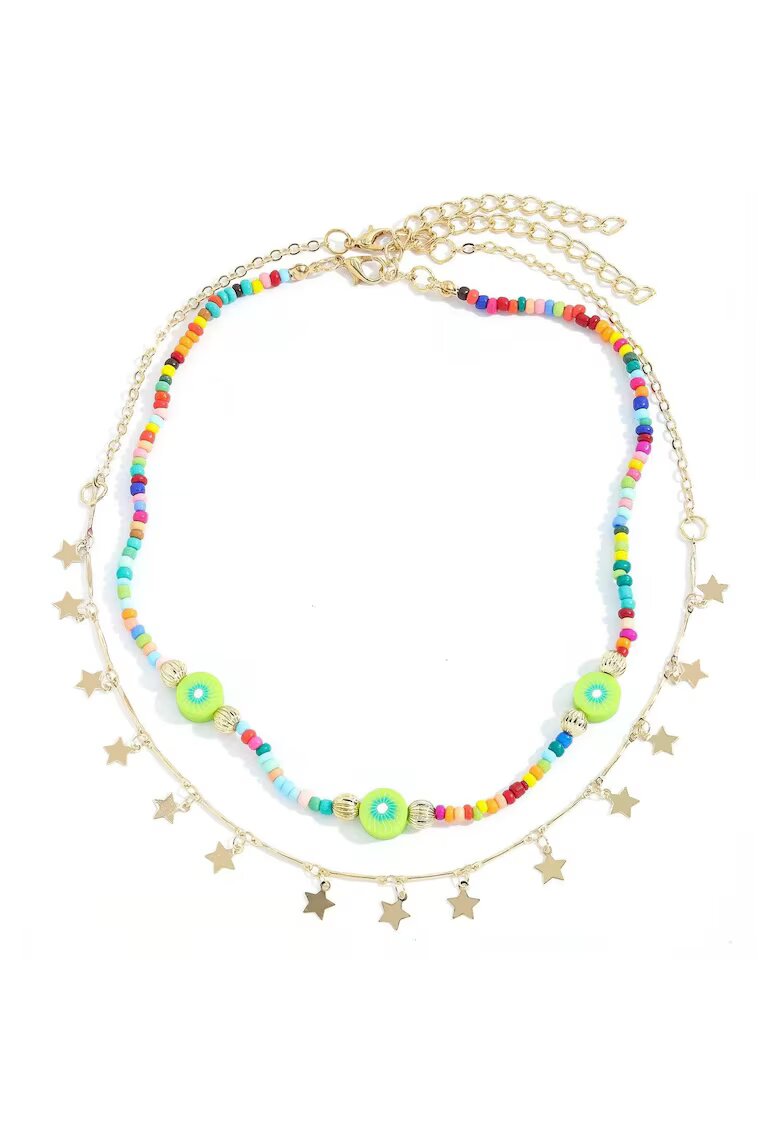 Pursehuit Set 2 coliere - cu margelute colorate si stelute aurii - Marsha C9 -