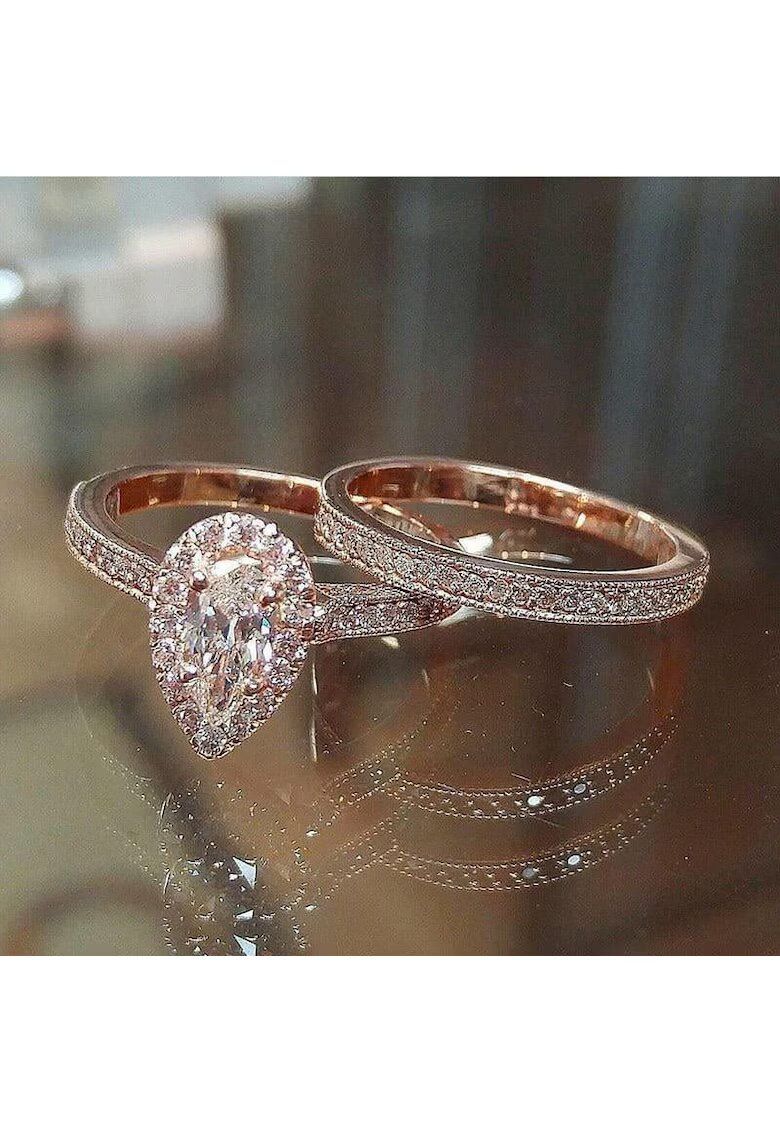 Pursehuit Set 2 Inele rose gold - cu zirconiu - Mindie C1 - 5 (circumferinta: 49.3 mm)