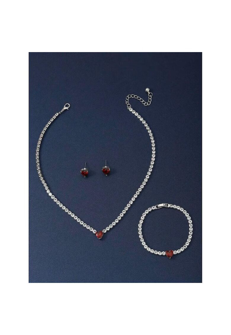 Pursehuit Set bijuterii tennis argintiu cu zirconiu - colier - bratara si cercei - Aki C16