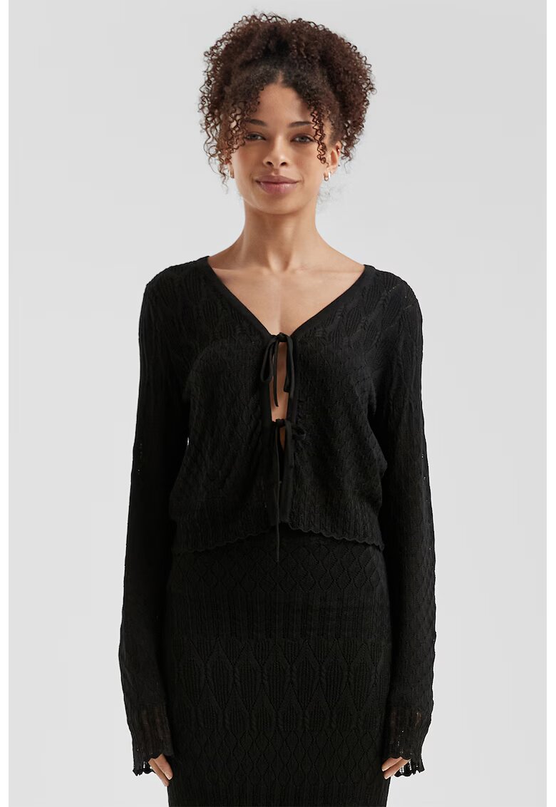 QS Cardigan fara inchidere cu prindere frontala - Negru